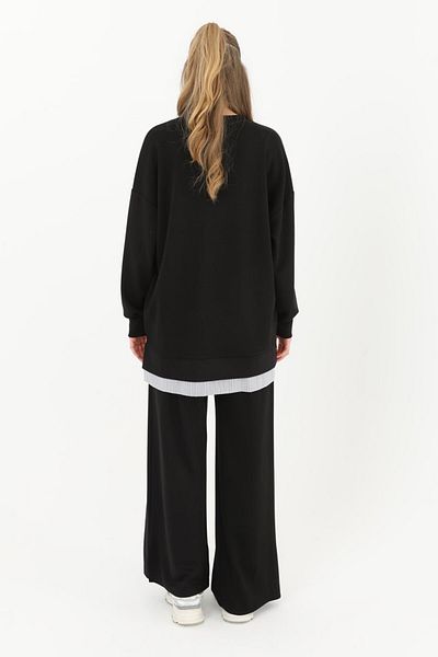 Puane Black Modal Fabric - Soft Skirt Pants and Tunic Set 14280
