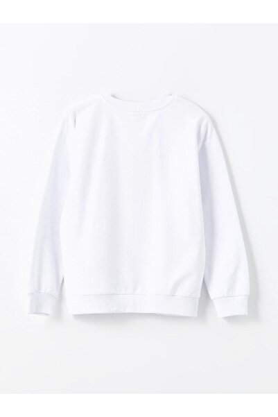 LC Waikiki Lcw Kids White Crew Neck Girls Sweatshirt