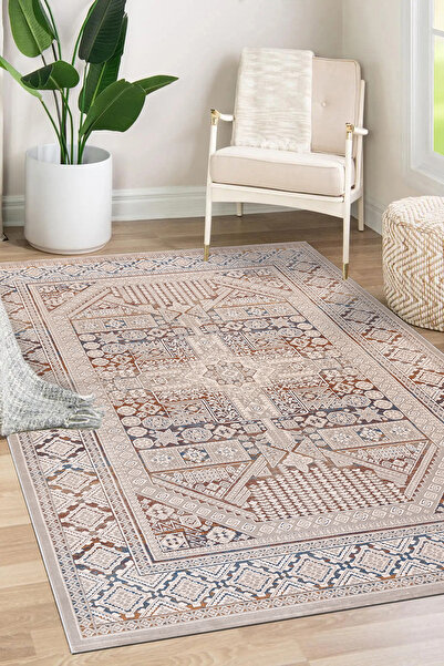 PUKA Motto Krem Bej Halı Yumuşak Oturma Odası Salon Çocuk Odası Mutfak Halısı...