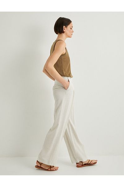 Koton Palazzo Trousers Wide Leg Regular Waist Viscose Mixed