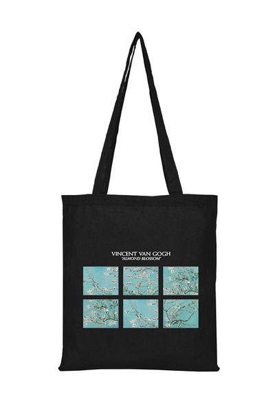 Boomtown Van Gogh Almond Raw Black Cloth Bag