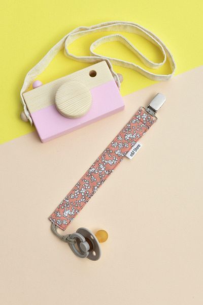 e&f Store Certified Cotton Pacifier Strap - Floral Pattern - Baby Pacifier Chain