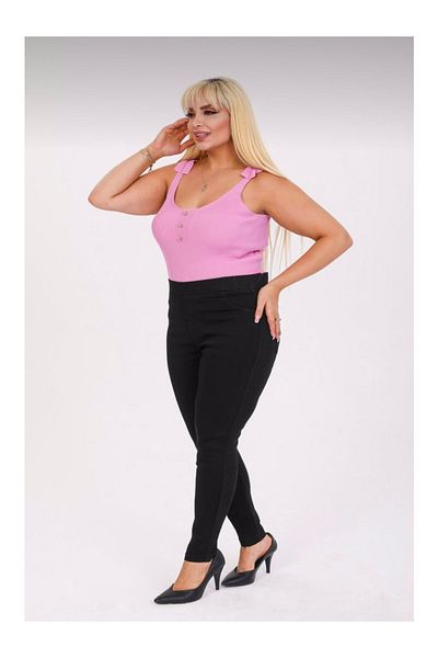 Butik Ayseba Women's Black Lycra Skinny Leg Large Size Battal Trousers