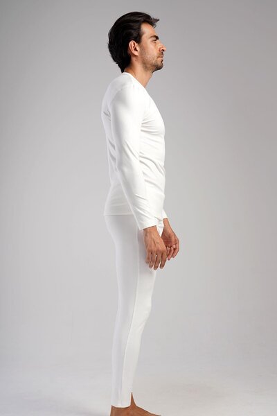 C&City Men's Crew Neck Thermal Underwear Set - Long Sleeve, Ecru 405153 / 409002