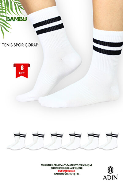 Adin Bambu Spor Tenis Çorap Dikişsiz 6’lı (BURUN DİKİŞSİZ)