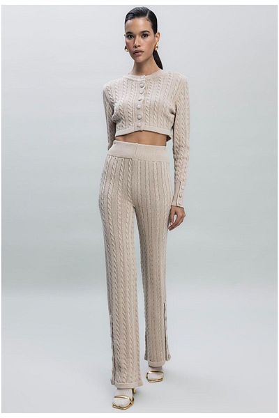 Natavanbutık Hair Braided Knitwear Blouse and Pants Set