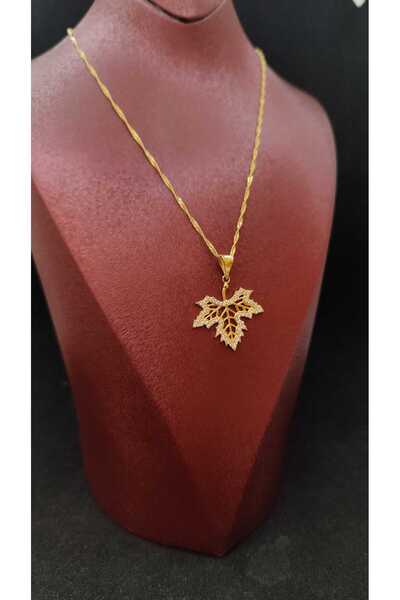 kuyumcu nurettin 6 gr (GRAM) Yaprak Desenli Taşlı Kolye 22 Ayar Altınn