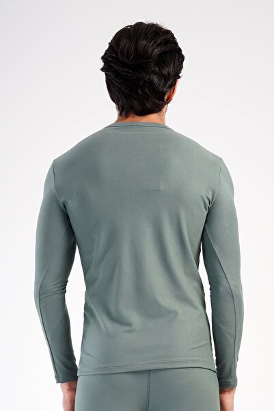 C&City Men's Thermal T-Shirt - Long Sleeve, Crew Neck, Khaki 409006