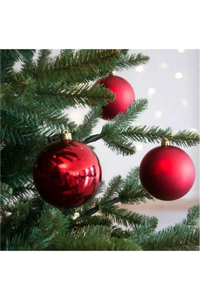 Partifabrik 6 cm Jumbo Red Christmas Tree - Shiny Matte Ball Set of 6