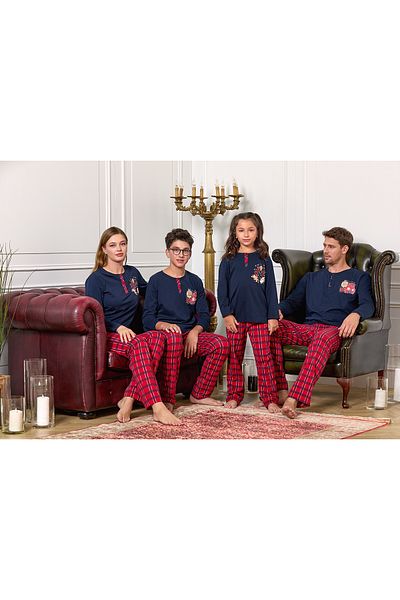 Cossy By Aqua Cb25047 Women's Navy Blue New Year Pajamas Set
