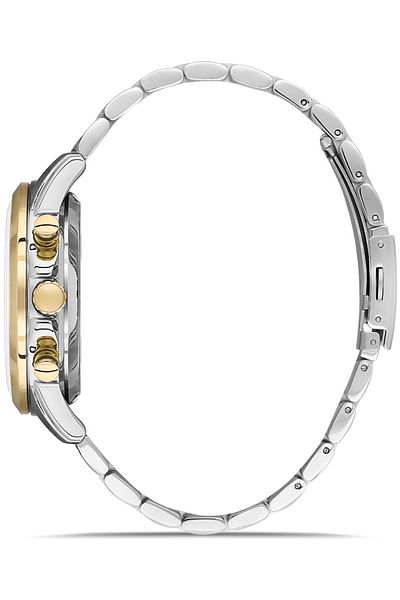 DAVID GUNER Men's Hand Watch with Green Dial and Yellow Silver Plated Calendar