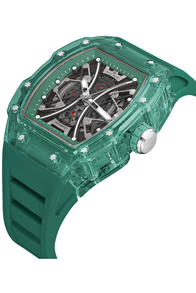 DAVID GUNER Siyah Kadranlı Otomatik Yeşil Silikon Kordon Erkek Kol Saati - Dg-8628gd-zj2