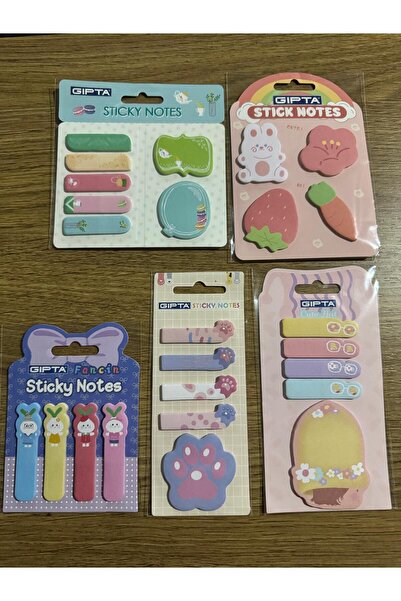 Gıpta Baskılı  Desenli Yapışkanlı Notlar Karışık Ölçü  5 Takım ( postit ) Set 10
