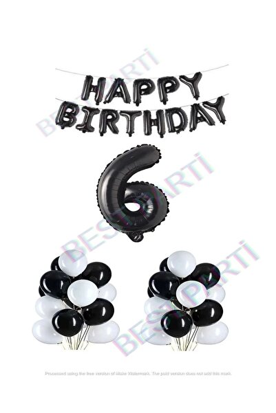 Generic Brand Happy Birthday Black Color Foil Balloon Latex Balloon and Foil ...