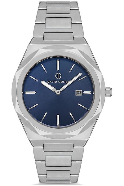 DAVID GUNER Silver Coated Blue Dial Men's Watch Dg-8620Ga-A3