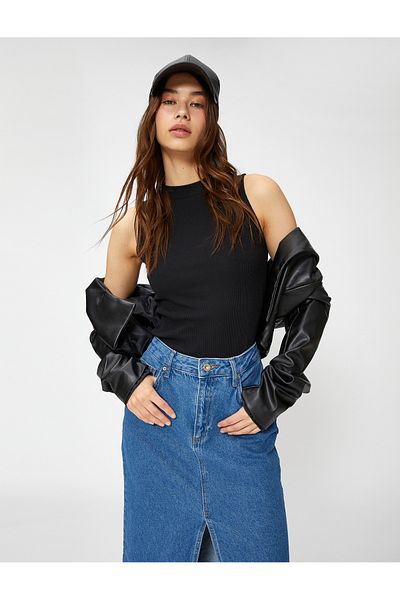 Koton Tank Top Neck Gât Halter De bază Fără mâneci