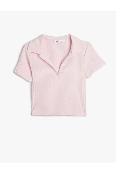 Koton Kurzärmliges Poloshirt aus gerippter Baumwolle mit Polokragen