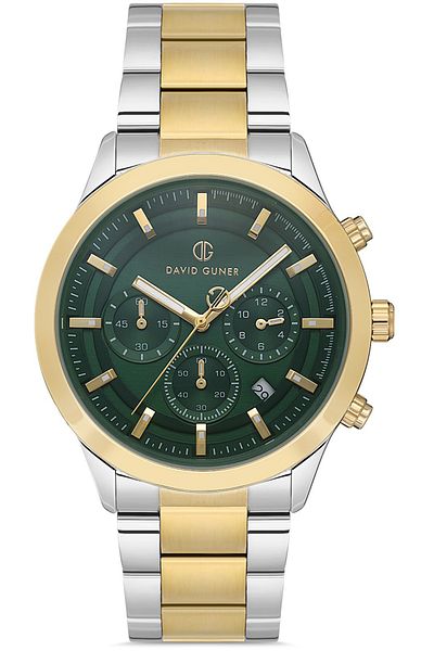 DAVID GUNER Yellow White Coated Men's Wristwatch with Green Dial - Dg-8673Ga-D10