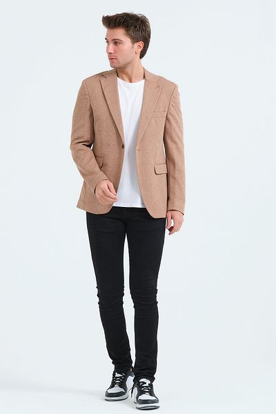 VALUE FASHION Черно-бяло сако на точки, класическо мъжко яке с прилепнала кройка