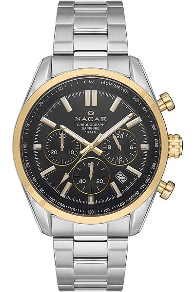 Nacar Safir Glass Sports Silver Men's Wristwatch Nc34- 290713 -Cbm