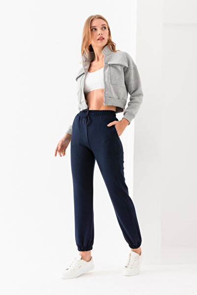 RuyaMood Γυναικείο παντελόνι φούτερ με λεπτομέρεια από καουτσούκ με μαλακή υφ...