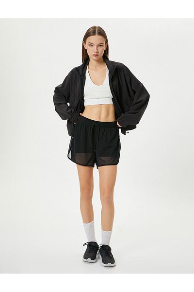 Koton Langärmelige Sportjacke – Reißverschluss und Tasche, Stehkragen