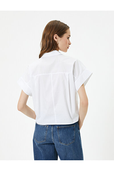 Koton Rövid ujjú poplin ing mandzsetta gallér zseb gombos pamut