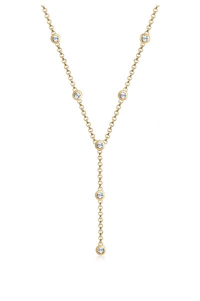 ELLI Necklace Ladies Y-chain Geo Trend With Crystals In 925 Sterling Silver