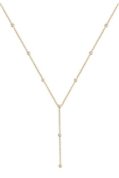 ELLI Necklace Ladies Y-chain Geo Trend With Crystals In 925 Sterling Silver