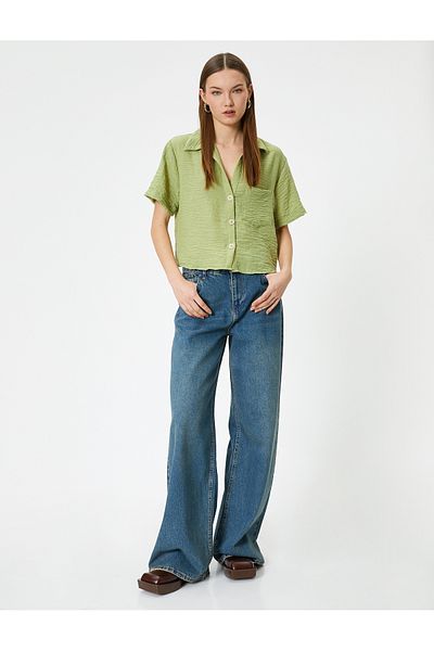 Koton Cămașă cu mânecă scurtă Crop Fit confortabil