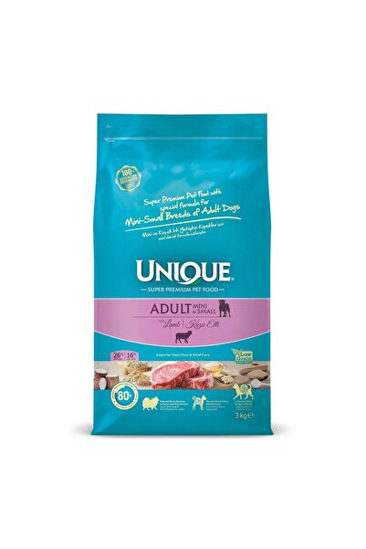 Unique Mini ve Küçük Irk Yetişkin Köpek Maması Kuzu Etli 3 kg