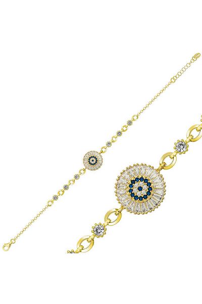 Skygo Gold Silver Jewelled Evil Eye Bracelet