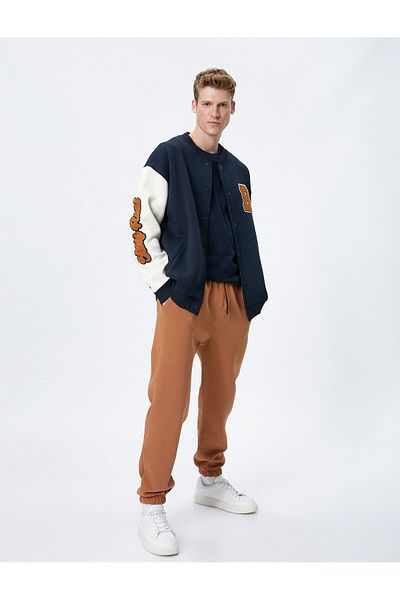 Koton Jogger Sweatpants Lace Waist Pocket Detailed Embroidered