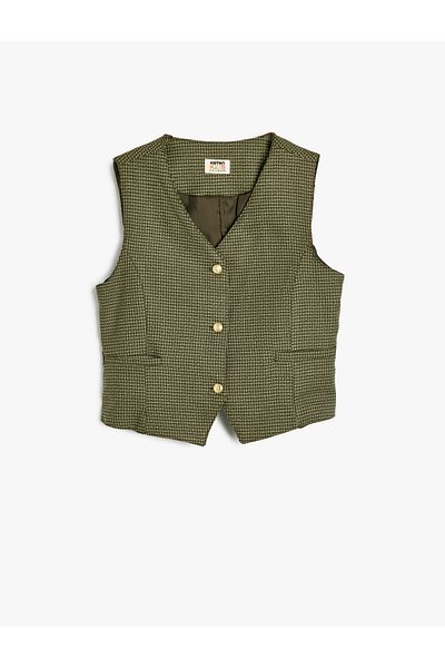 Koton Green Girl's V Neck Vest
