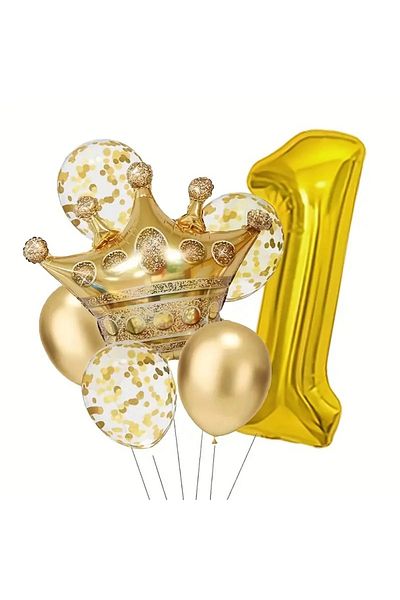 CANSIN King Crown Number Foil Balloon Set
