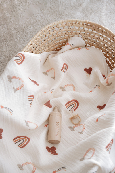 Lollie Baby&Kids بطانية أطفال موسلين 4 طبقات 100% قطن - قوس قزح