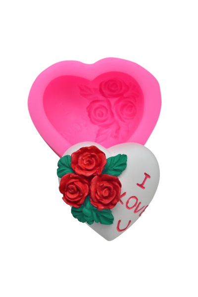 morlalem m 4,7cm I Love U 3D Silicone Heart with Roses - Scented Stone and So...