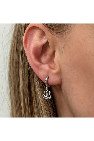 Skygo Swan Women's Earrings - Silver Dangle