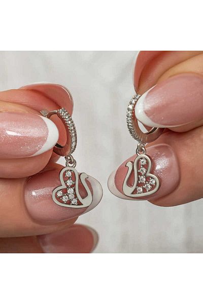 Skygo Swan Women's Earrings - Silver Dangle