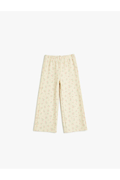 Koton Baby Girl's Beige Floral Sweatpants