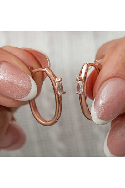 Skygo Silver Oval Drop Stone Women's Earrings