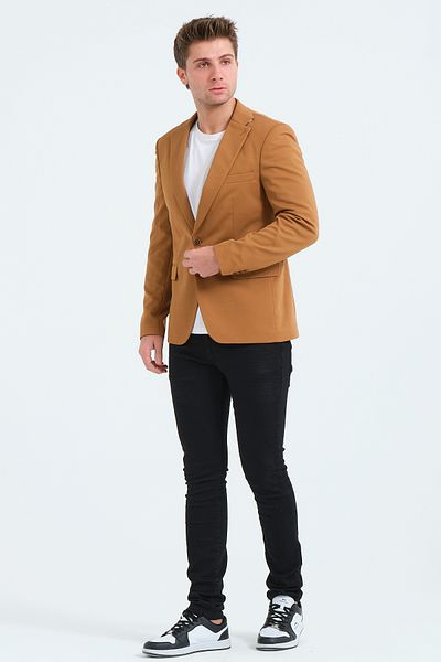 VALUE FASHION Светло тъмносиньо бяло сако, класическо мъжко яке с прилепнала кройка
