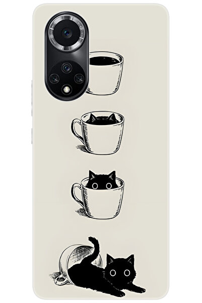 Ceppare Huawei Nova 9 (NAM-LX9) Uyumlu Kılıf Desen Baskılı Silikon Kedi ve Ka...