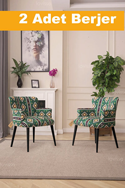 LOVİSSE HOME 2li Berjer Set Tekli Koltuk Balkon, Ofis, Bekleme, Güzellik Merkezi, Cafe, Kafe, Veranda,  Çay Seti