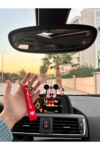 OTOMOGARAJ Otomobil dikiz süsü mickey mouse dikiz süsü ve oto anahtarlık set