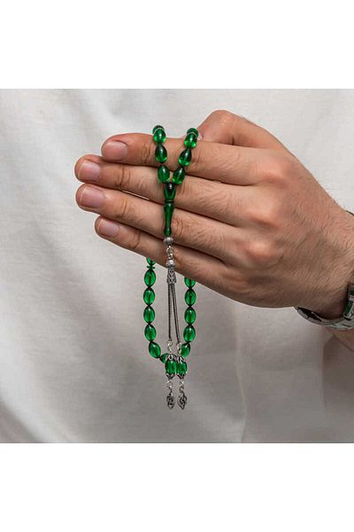 Skygo Silver Tasseled Clamping Amber Prayer Beads