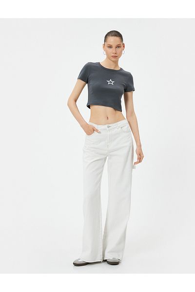 Koton Crew Neck Basic Crop Short Sleeve T-Shirt