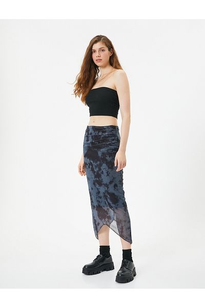 Koton Transparenter Midirock mit Batikmuster
