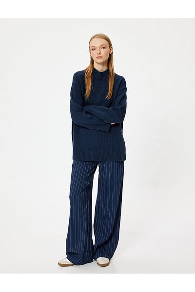 Koton Comfortable Long Sleeve Knitwear Tunic Sweater - Stand Collar
