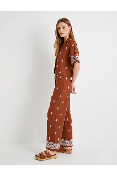 Koton Palazzo-Hose mit ethnischer Stickerei - Normale Taille